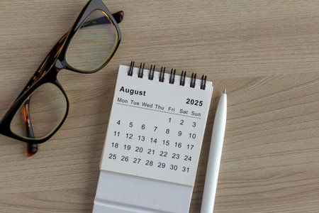 Hello August, August 2025 desk calendar for planning
