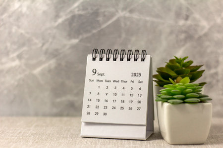 Hello, September 2025. Desktop calendar for planning