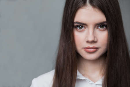 beauty woman portrait of teen girl beautiful cheerful enjoyingの写真素材