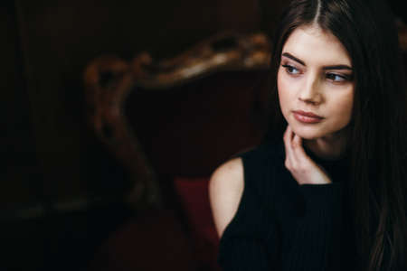 The beautiful young woman the brunetteの写真素材