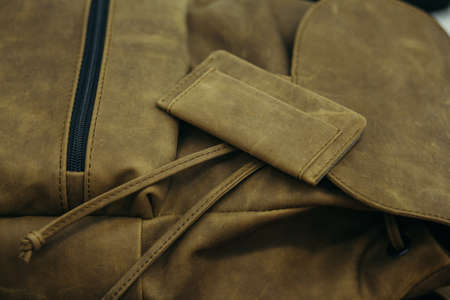 Leather bag and purse. Handwork and high quality of skinの写真素材