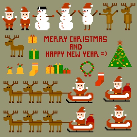 Pixel Christmas Holidays  Vector illustration 10-epsのイラスト素材