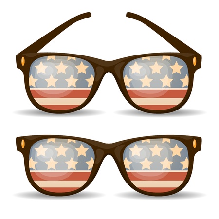 Set of sunglasses  American flag  Vector illustrationのイラスト素材