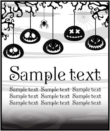 Gloomy background with pumpkins on a theme of Halloweenのイラスト素材
