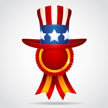 Red label in a hat for July 4thのイラスト素材