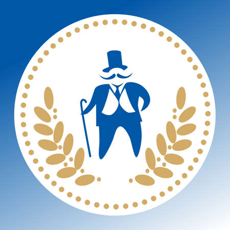emblem capitalist, businessman with laurel wreath on a white background. Elite club.のイラスト素材