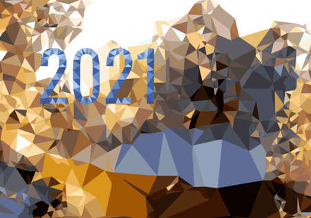 Abstract polygonal background with numbers 2021. New year wallpaper.のイラスト素材