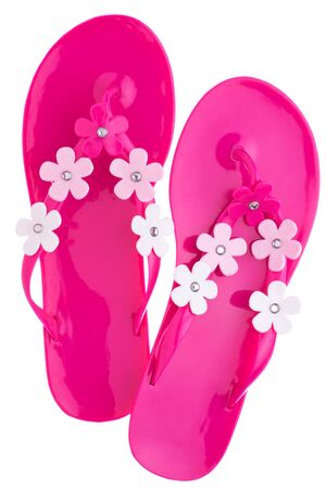 A pair of pink slap, isolation on white の写真素材