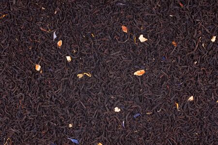 Black tea loose dried tea leaves, marco ,backgroundの写真素材