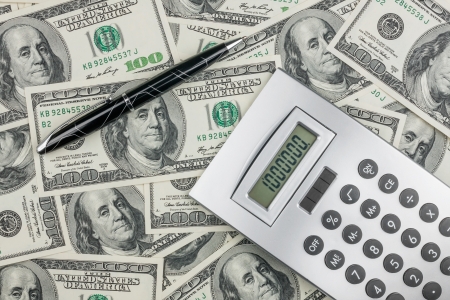Pen,calculator and dollars  closeup. Business concept の写真素材