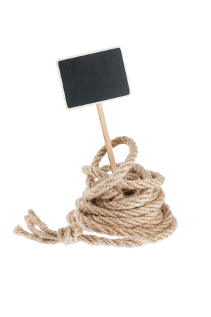 Rope with a pointer for your text,  isolated on white backgroundの写真素材