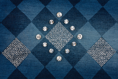 Fashionable background, jeans inlaid rhinestones, can be used as texture