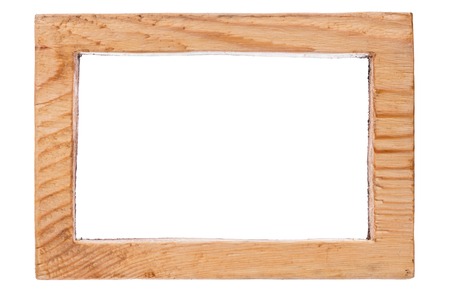 One-piece vintage wooden frame, isolated on white background. Natural patterns, textureの写真素材