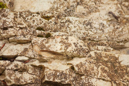 Stone wall texture, background, natural color. Fragment of a wall from a chipped stone. Stone wall texture backgroundの写真素材