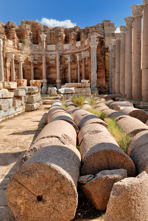Libya Tripoli Leptis Magna Roman archaeological site Unesco World Heritage Siteの写真素材