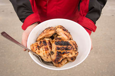 Bbq with chicken. Delicious chicken on the grill. Belarusの写真素材