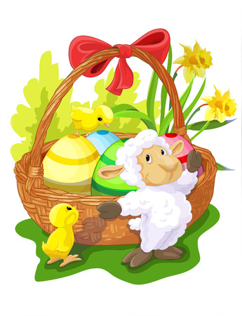 easter basket on white background.のイラスト素材