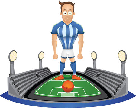 Soccer player standing at the stadiumのイラスト素材