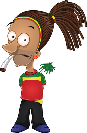 Cartoon rastafarian smoking jointのイラスト素材