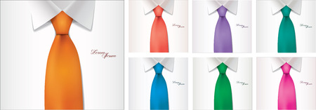 7 color variables of shirt and tie illustration vectorのイラスト素材