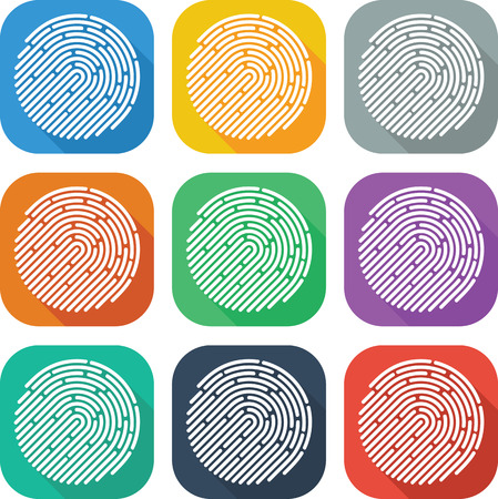 Colorful Flat Finger Print Icon Vector Design For Mobile Appのイラスト素材