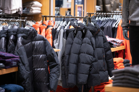 Interior of a men's clothing store. Style and fashion, Fashion store. Shopping mall.の写真素材
