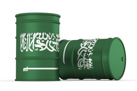 Saudi oil barrels isolated on white background. 3d illustration