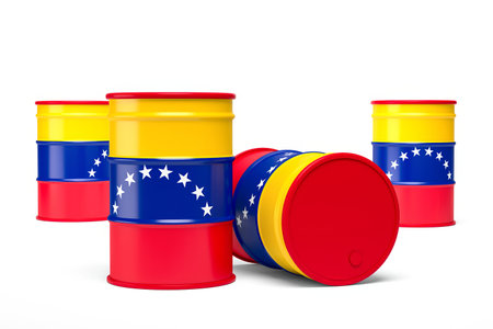 Venezuela oil barrels isolated on white background. 3d illustrationの写真素材