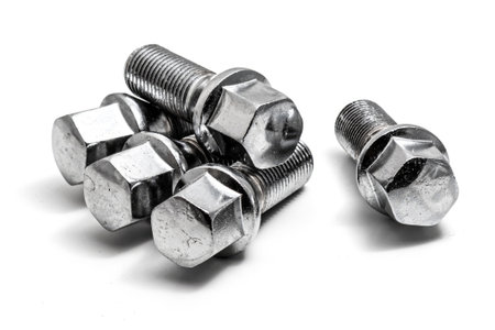 car wheel bolt set isolatedの写真素材