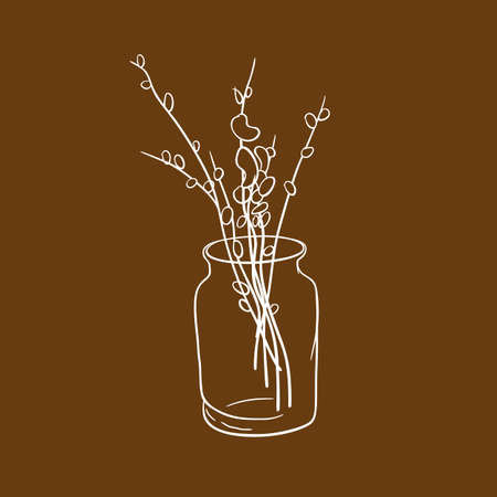 Pussy-Willow in the bankのイラスト素材