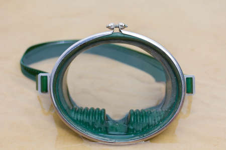 close-up diving mask on the lakeの写真素材