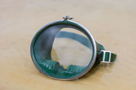 close-up diving mask on the lakeの写真素材