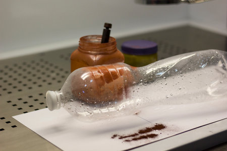 The expert examines the object for traces in the form of fingerprintsの写真素材