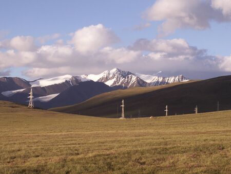 electric line in the Highlandsの写真素材