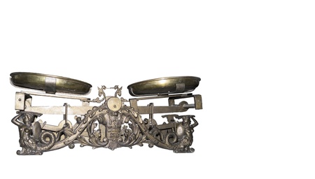 Desktop scales of 19 centuries-is isolated on the whiteの写真素材