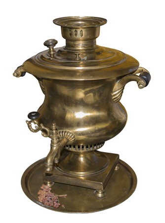 Samovar is made in 1901-is isolated on the whiteの写真素材
