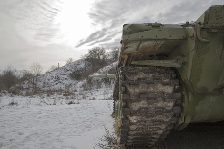 The lonely tank on sunrise