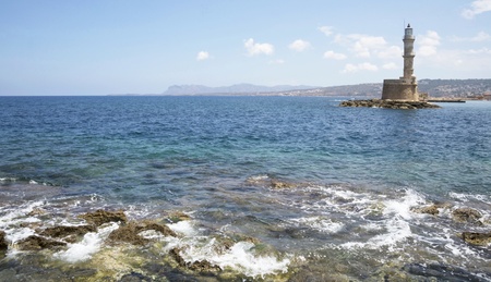 Beacon in Hanya, the island of Crete, Greece, June 2013の写真素材