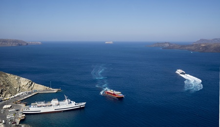 Port in Santorini's caldera.Greece