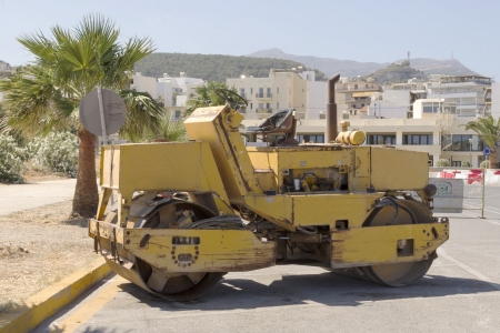 Road- roller in Rethymno, Crete, Greece
