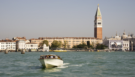 View of the Grand Canal with boats. Venice. Italyのeditorial素材