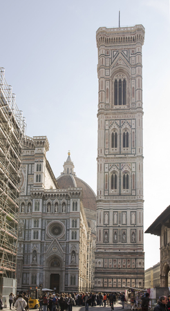 Florence, Italy- March 31, 2014:Tourists visiting the sights on the Piazza San Giovanni and del Duomo のeditorial素材