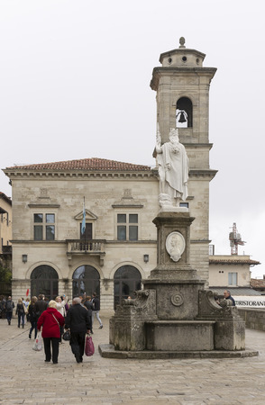   SanMarino,Italy-April 05,2014:  Tourists visiting the attractions of the country  のeditorial素材