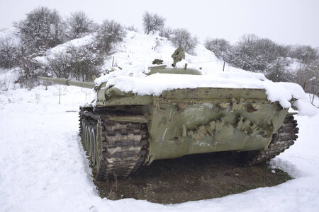 Wounded Russian tankの写真素材