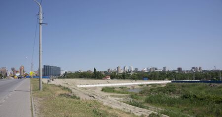 Rostov-on-Don, Russia- June 13, 2015: Two bridges. Construction of new and repair oldのeditorial素材