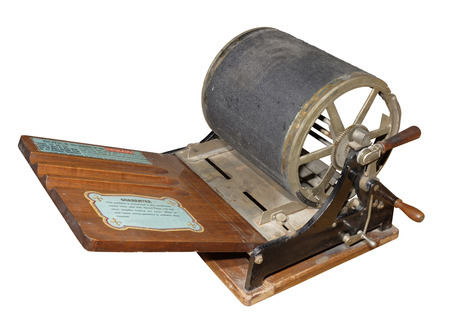 Mimeograph- screen printing machine,1909. Is isolated on white