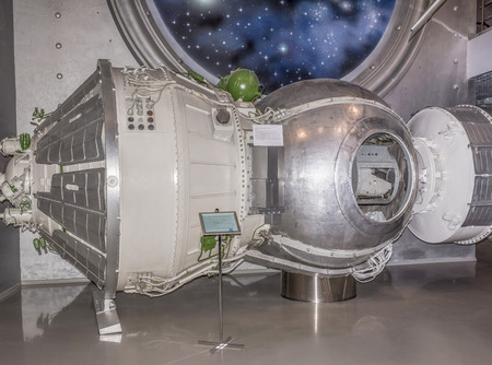 MOSCOW; RUSSIA- OCTOBER 06- Artificial earth satellite "Cosmos-1514" ("Bion-6") in Space Museum on October 06; 2015 in Moscowのeditorial素材