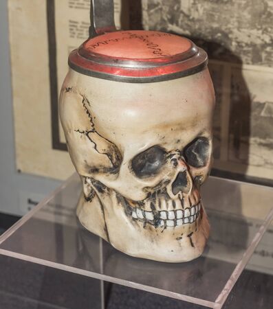 MOSCOW, RUSSIA- DECEMBER 16- German officer's beer mug, found in Stalingrad at the Central Museum of the armed forces  on December 16; 2015 in Moscowのeditorial素材
