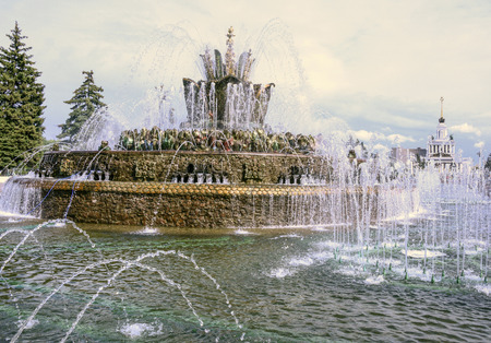 MOSCOW; RUSSIA- JULY 13-Fountain "Stone Flower" on VDNH on July 13; 2015 in Moscowのeditorial素材