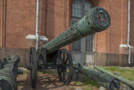 RUSSIA; SAINT-PETERSBURG - JULY 8- 152-mm siege pischal "King Achilles" (1617). Weight, kg 3603 in military history museum on July 8;2015 in St. Petersburgのeditorial素材